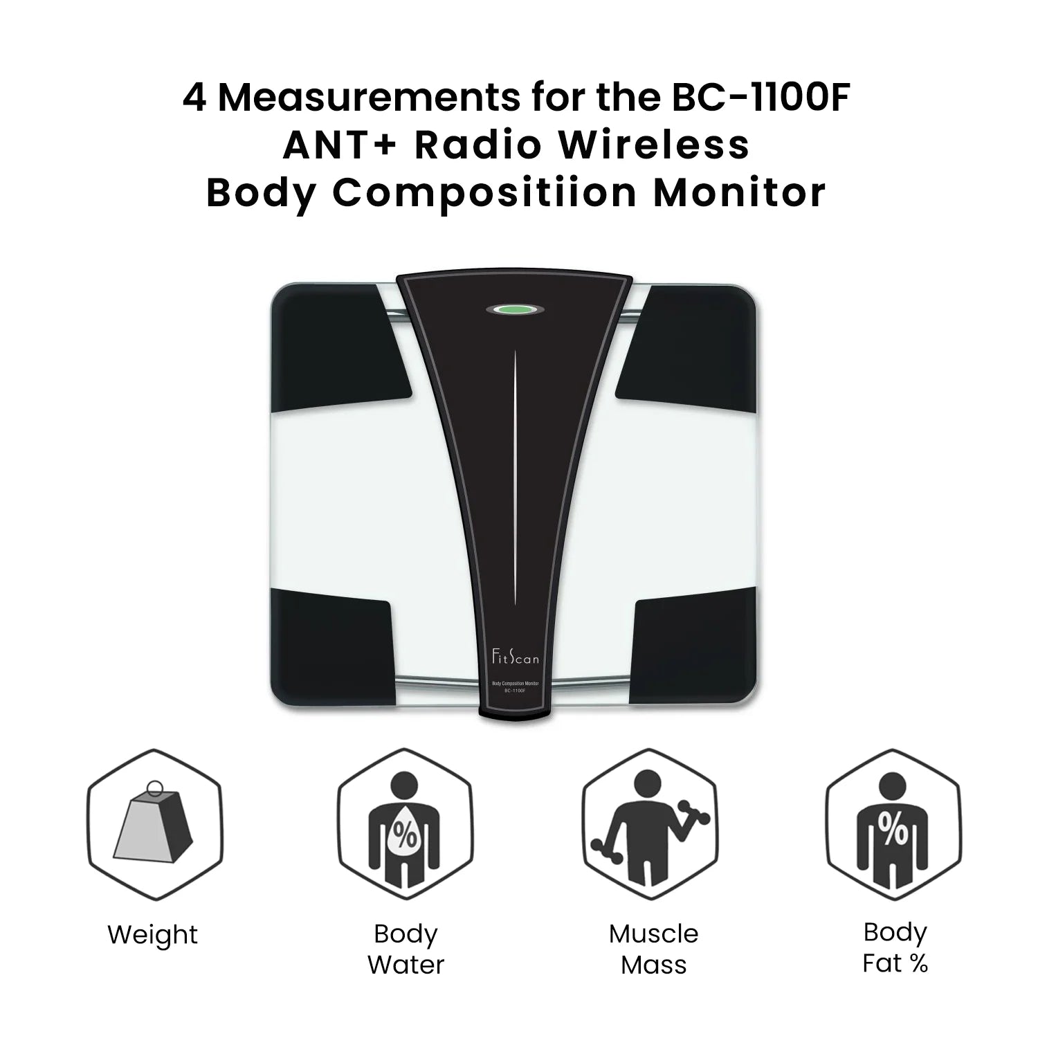 BC-1100F ANT+ Radio Wireless Body Composition Monitor - Digital Smart Scale - Tracks Weight Body Fat Body Water Muscle Mass - Japan Technology - Fitness and Health Device